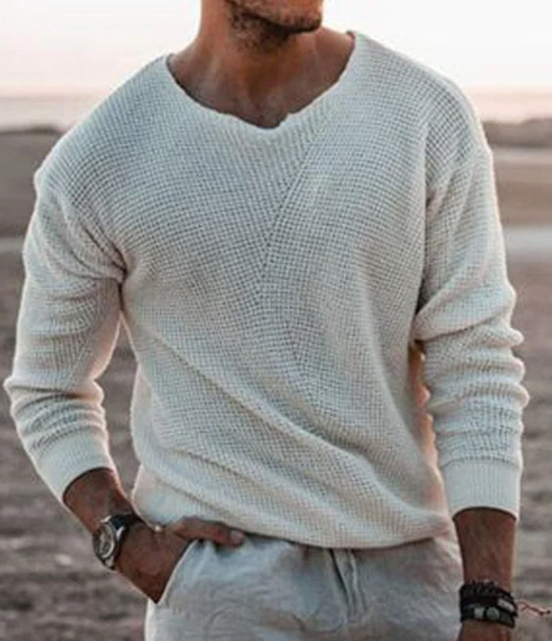 Marley Men’s Sweater | Textured Knit Crew Neck