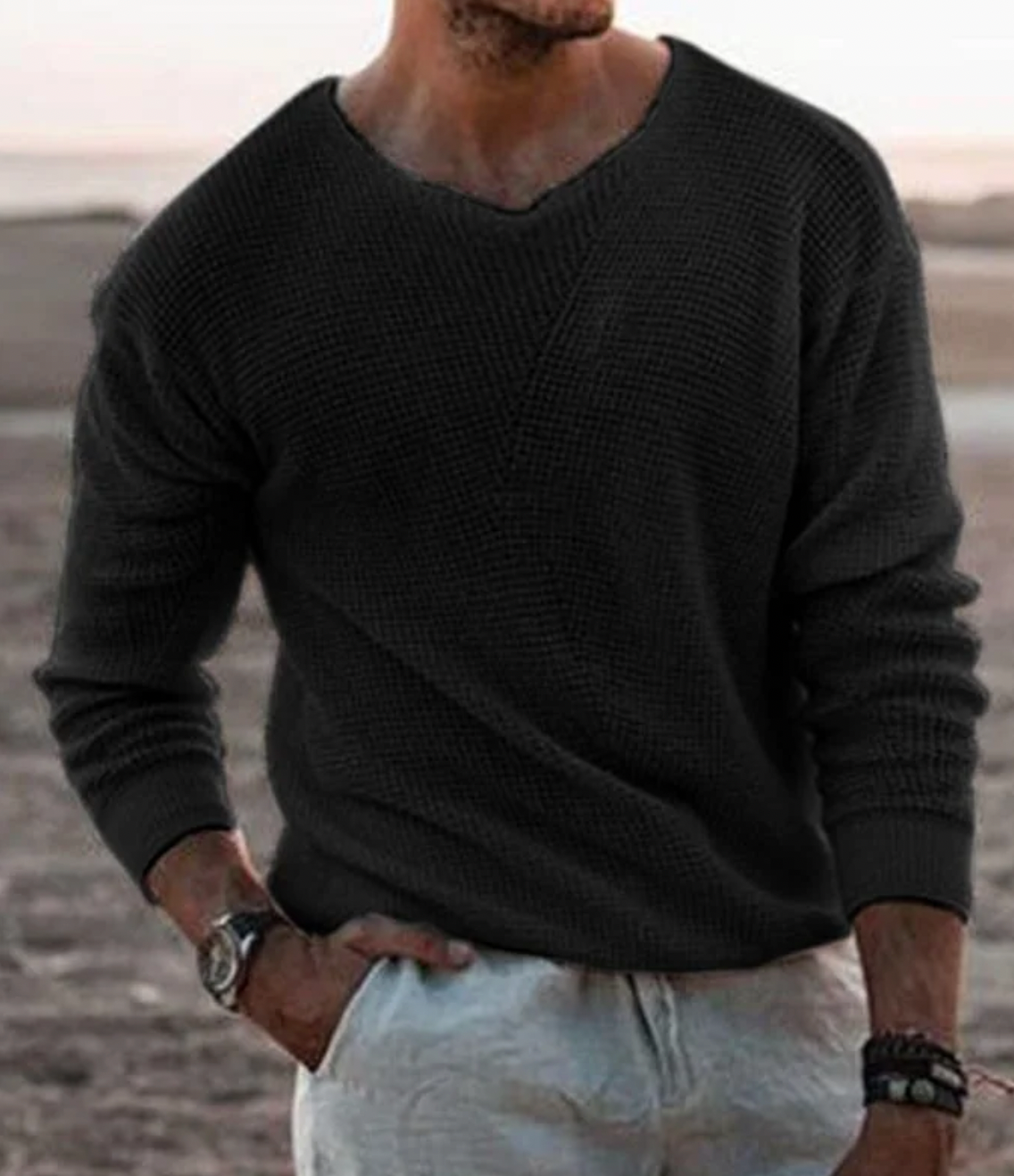 Marley Men’s Sweater | Textured Knit Crew Neck