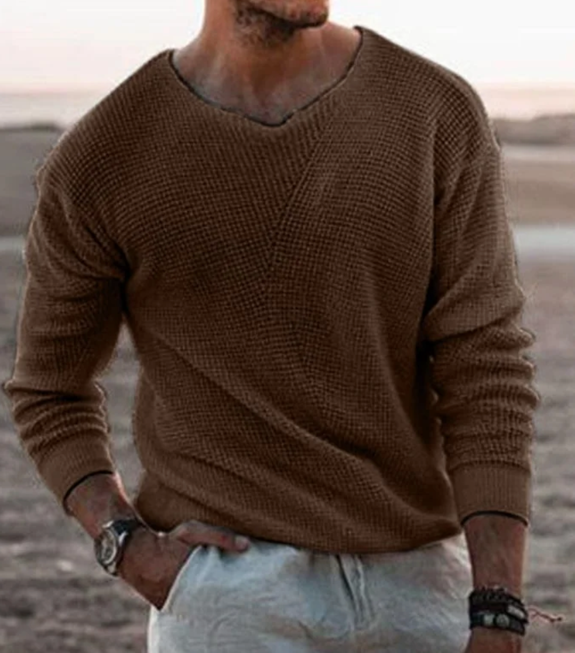 Marley Men’s Sweater | Textured Knit Crew Neck