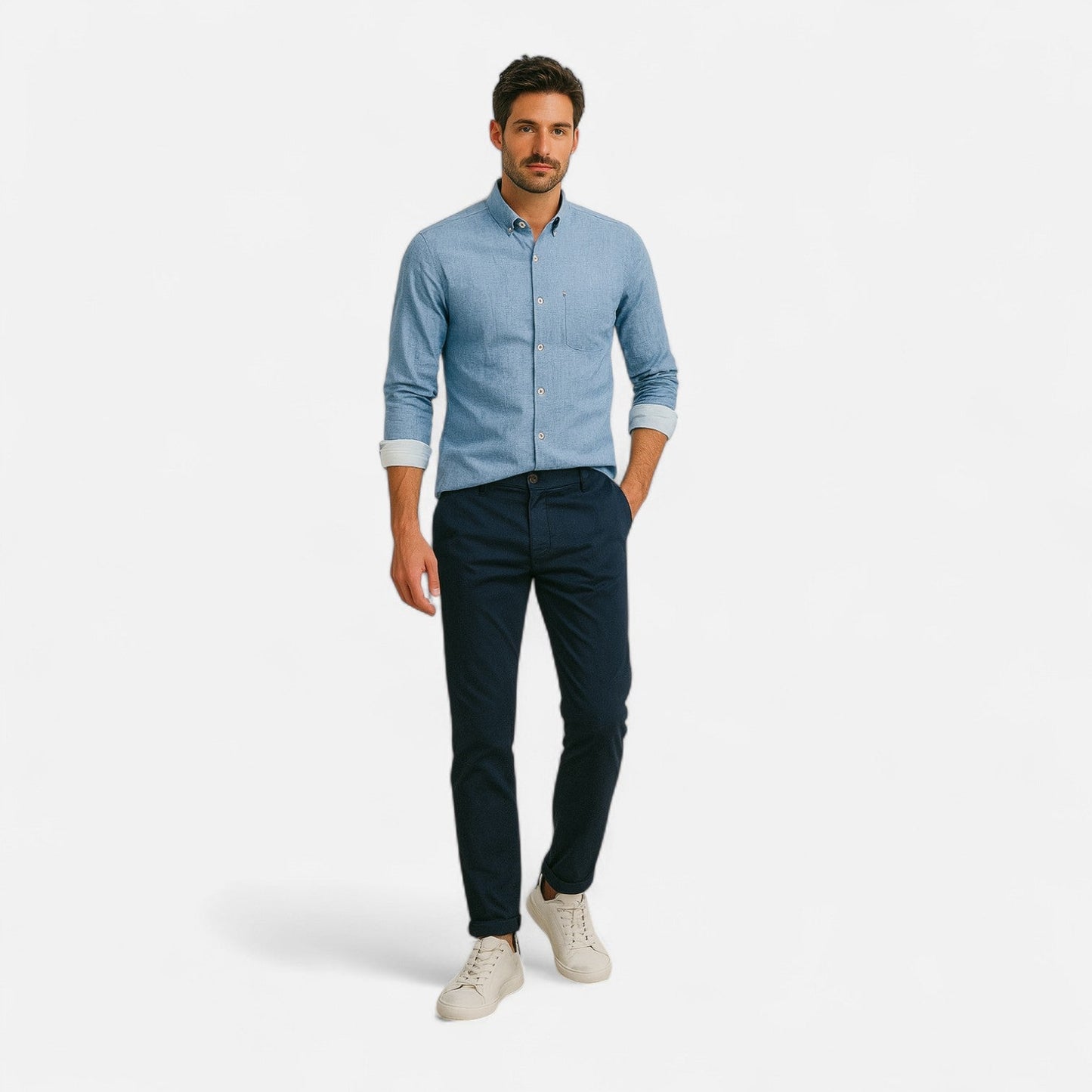 Kairo Men’s Shirt | Cotton Long Sleeve Button-Down Shirt for Autumn