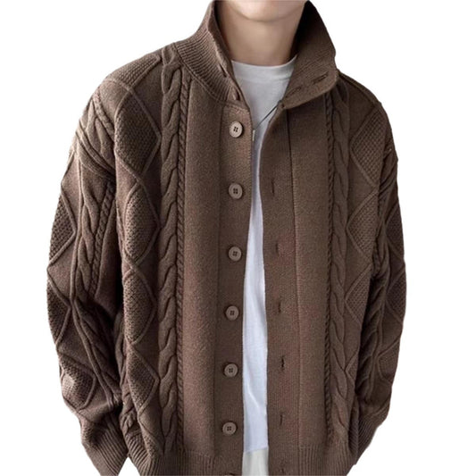 Cillian Sweater Coat | Men's Solid Color Prismatic Plaid Cardigan