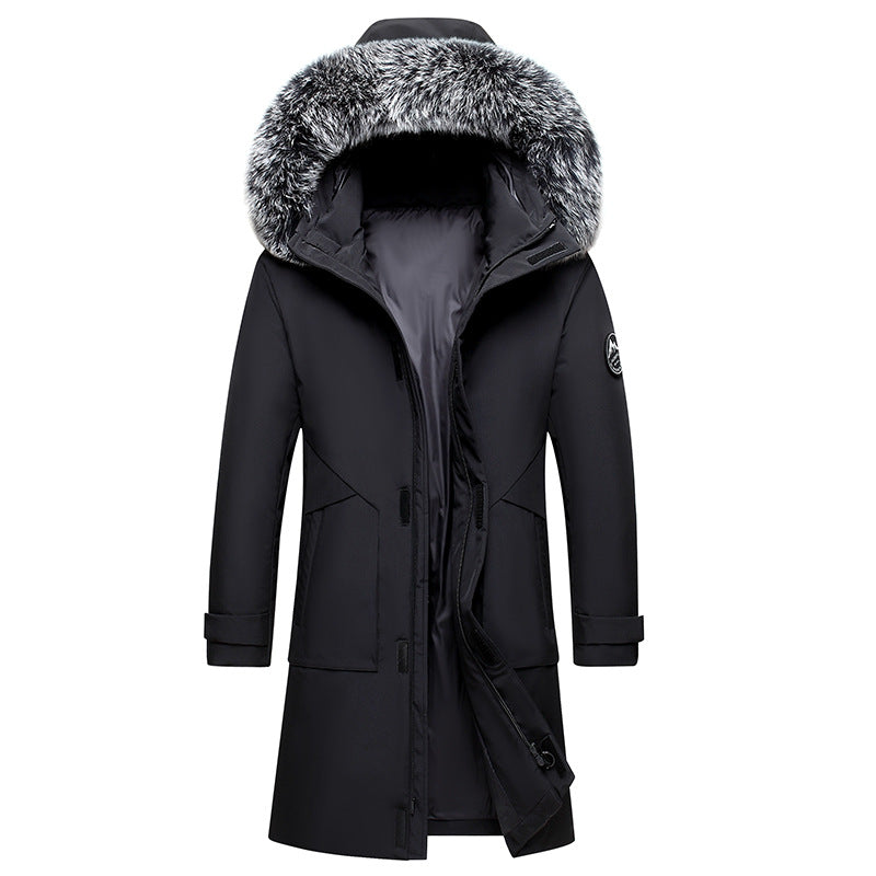 Clancy Coat | Men's Mid-Length Down Jacket with Fox Fur Hood