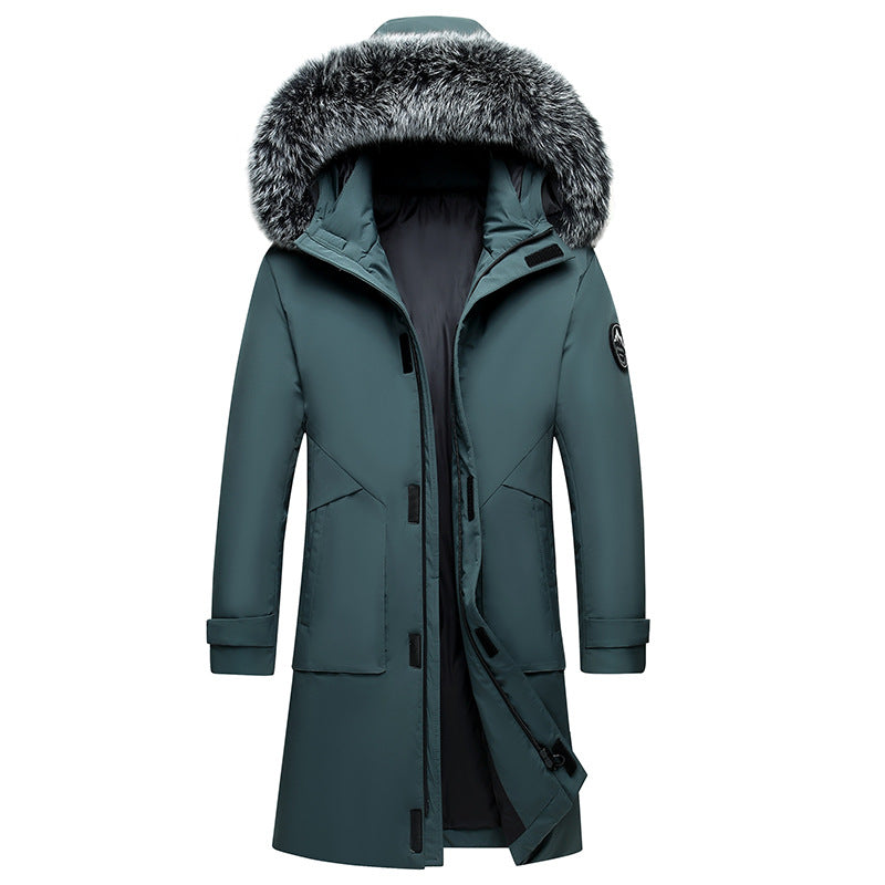 Clancy Coat | Men's Mid-Length Down Jacket with Fox Fur Hood