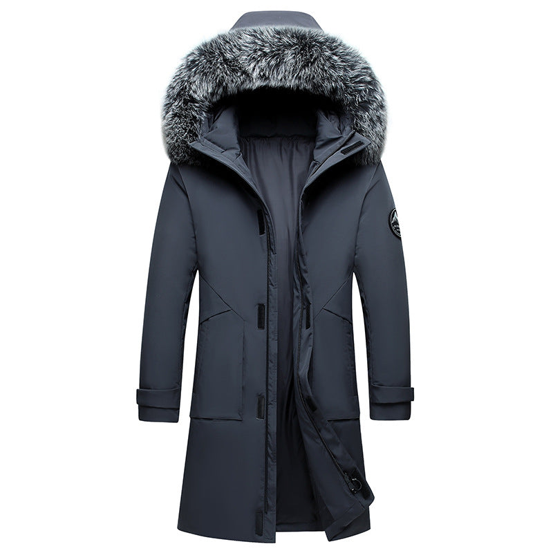 Clancy Coat | Men's Mid-Length Down Jacket with Fox Fur Hood