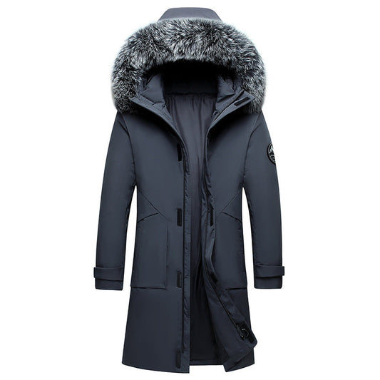 Clancy Coat | Men's Mid-Length Down Jacket with Fox Fur Hood