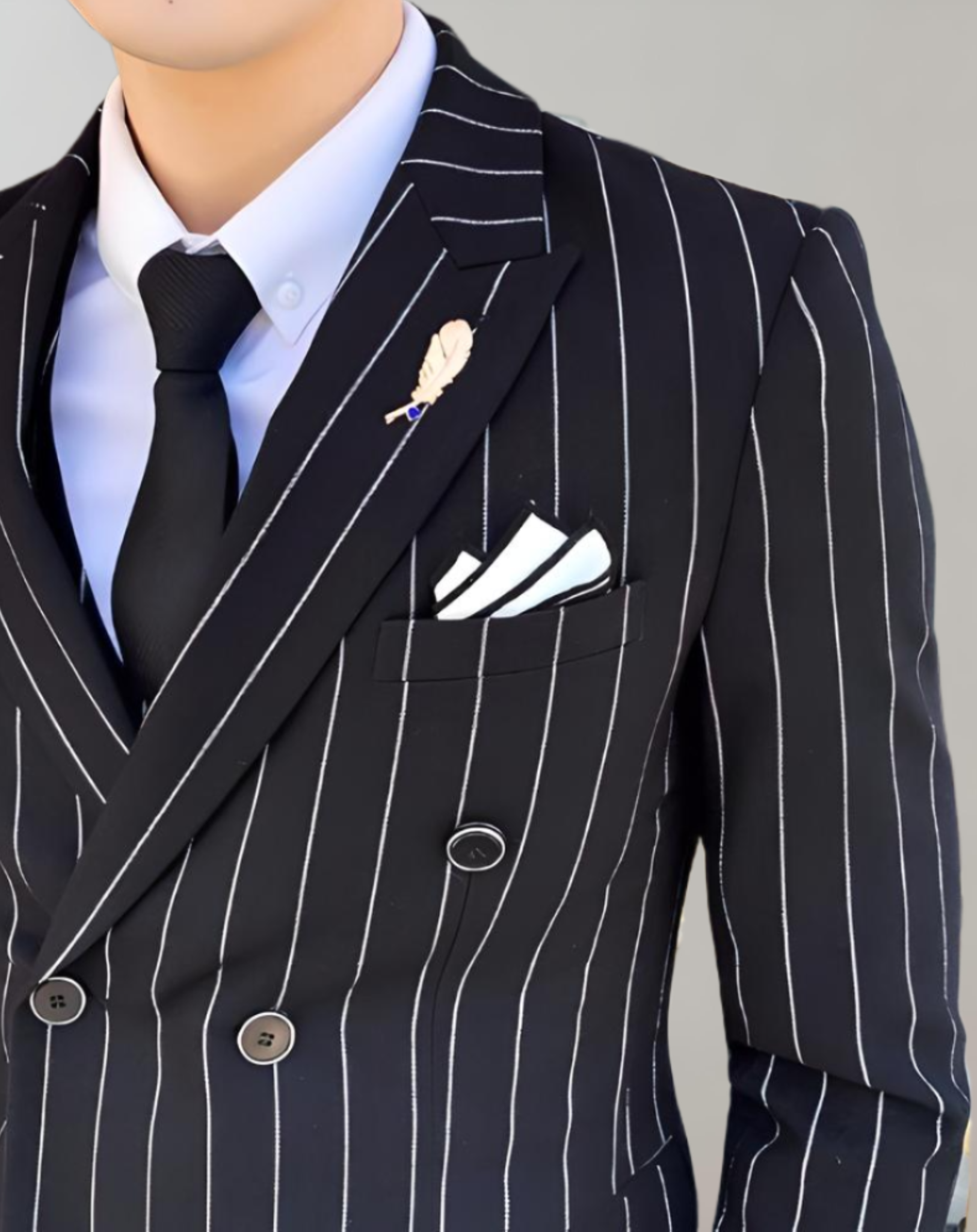 Connor Suit Set | Men's Striped Double-Breasted Suit with Formal Trousers