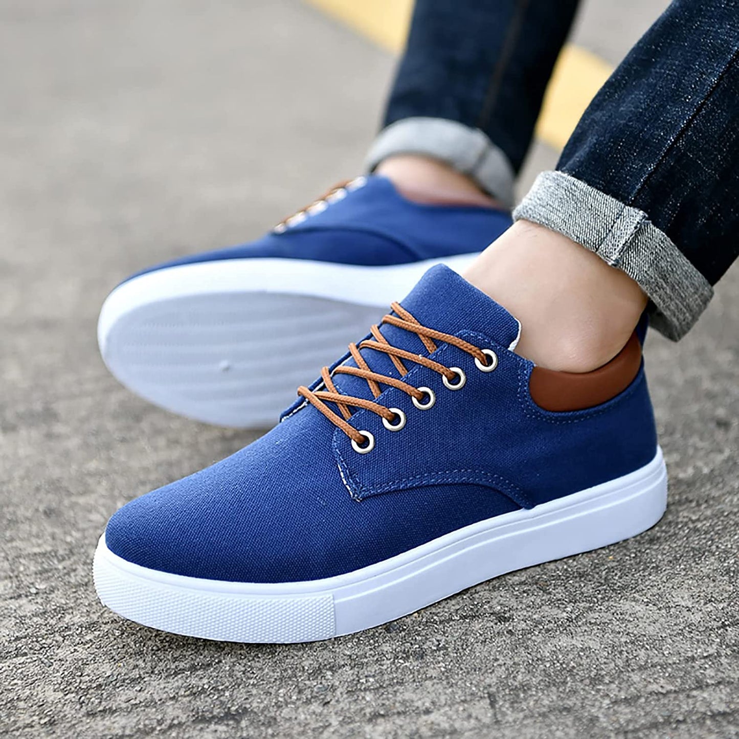 Jasiel Men’s Sneakers | Low-Top Canvas Sneakers with Lace-Up Closure and Flat Rubber Sole for Autumn