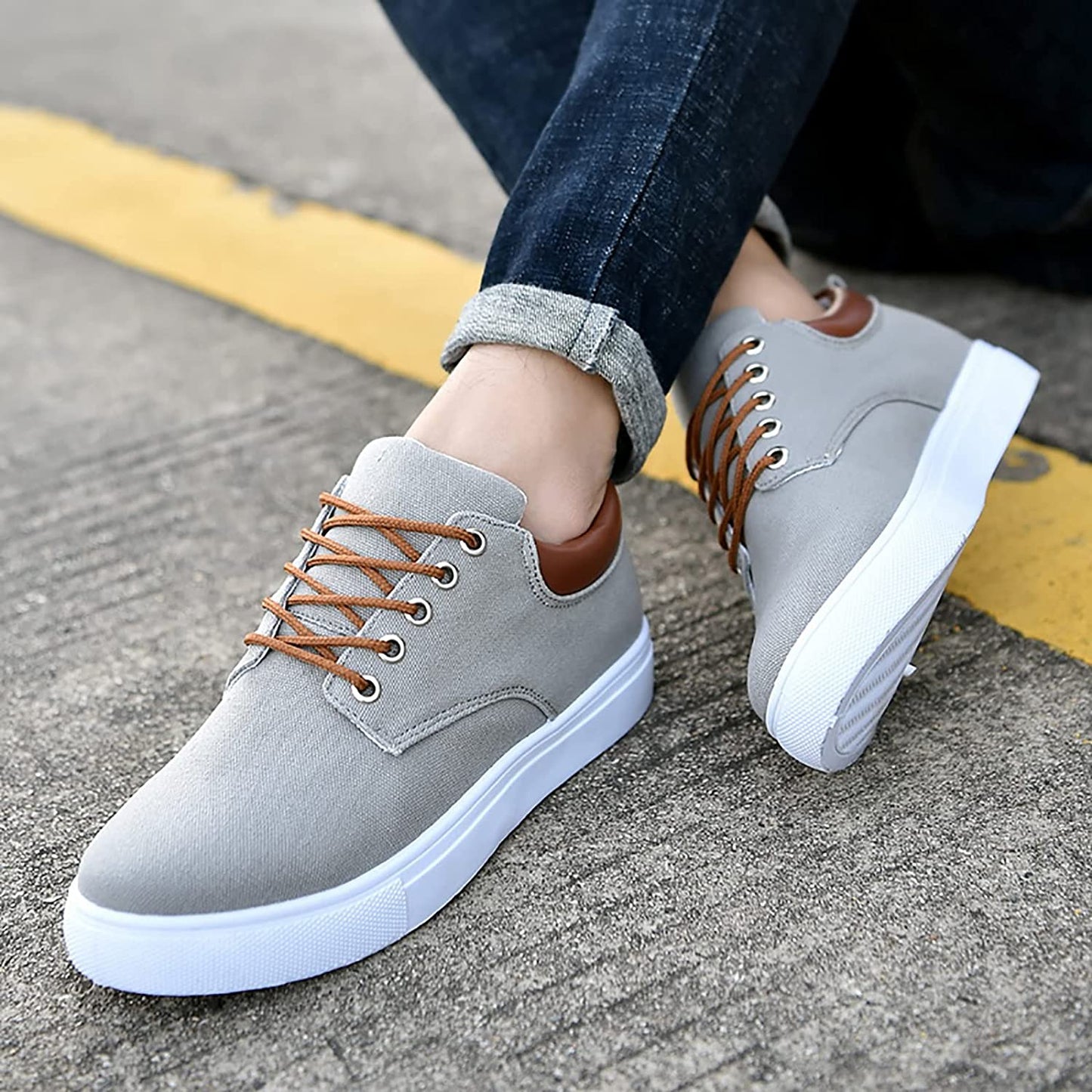 Jasiel Men’s Sneakers | Low-Top Canvas Sneakers with Lace-Up Closure and Flat Rubber Sole for Autumn