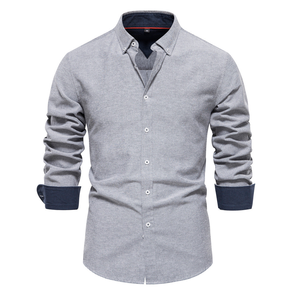 Edmund Shirt | Men's Slim-Fit Solid Color Long-Sleeved Shirt