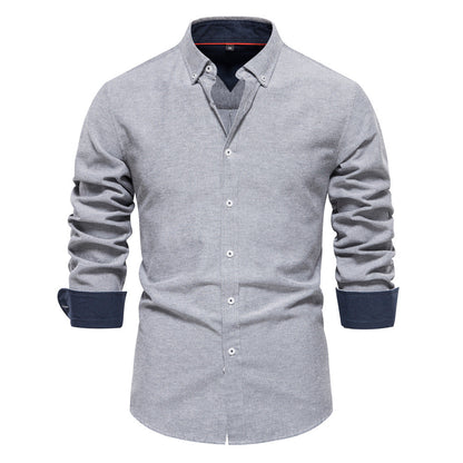 Edmund Shirt | Men's Slim-Fit Solid Color Long-Sleeved Shirt