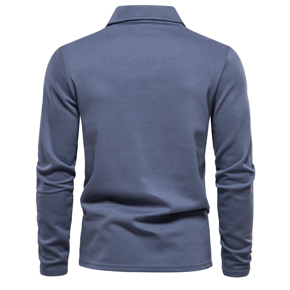 Elias Polo Shirt | Men's Long-Sleeved Solid Color Polo with Lapel