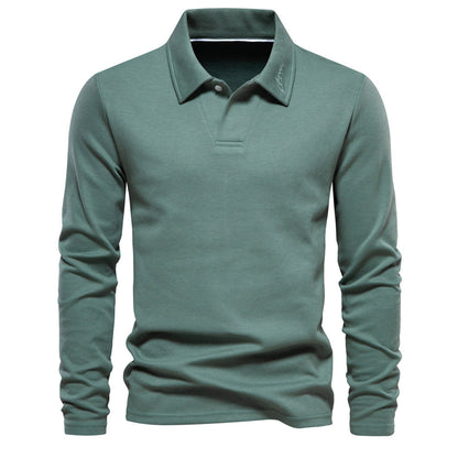 Elias Polo Shirt | Men's Long-Sleeved Solid Color Polo with Lapel