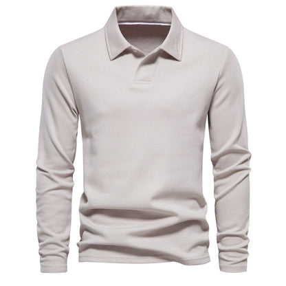 Elias Polo Shirt | Men's Long-Sleeved Solid Color Polo with Lapel