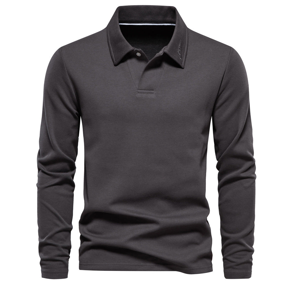 Elias Polo Shirt | Men's Long-Sleeved Solid Color Polo with Lapel