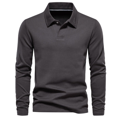 Elias Polo Shirt | Men's Long-Sleeved Solid Color Polo with Lapel