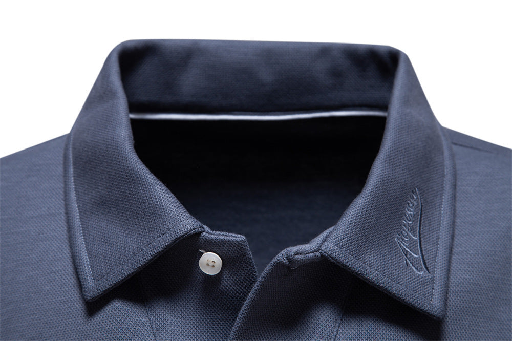 Elias Polo Shirt | Men's Long-Sleeved Solid Color Polo with Lapel