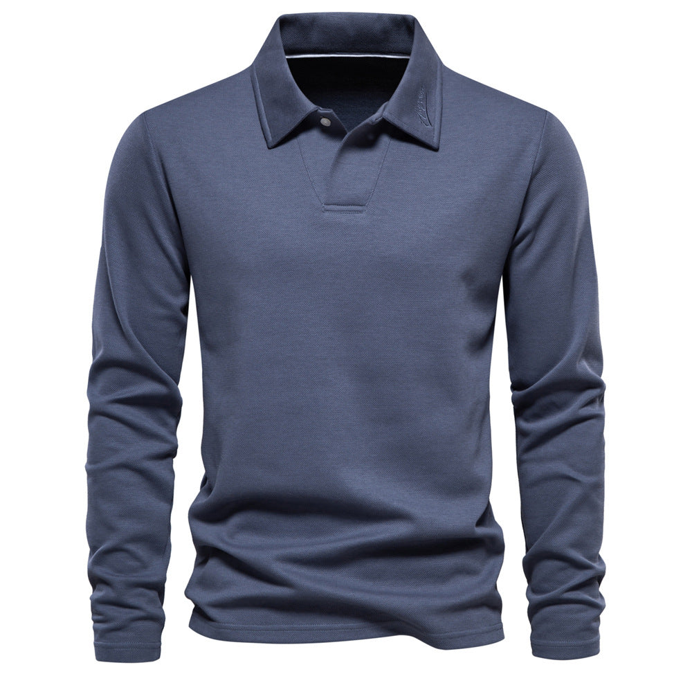 Elias Polo Shirt | Men's Long-Sleeved Solid Color Polo with Lapel