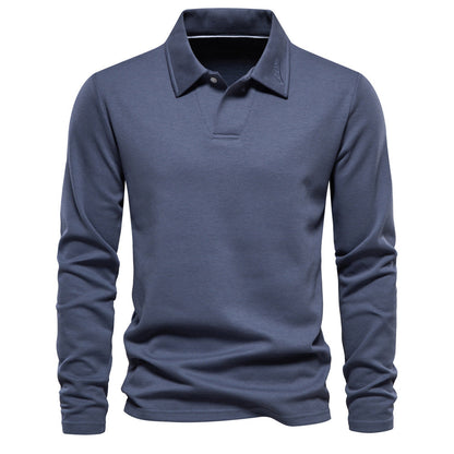 Elias Polo Shirt | Men's Long-Sleeved Solid Color Polo with Lapel