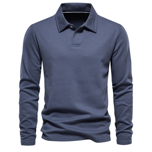 Elias Polo Shirt | Men's Long-Sleeved Solid Color Polo with Lapel