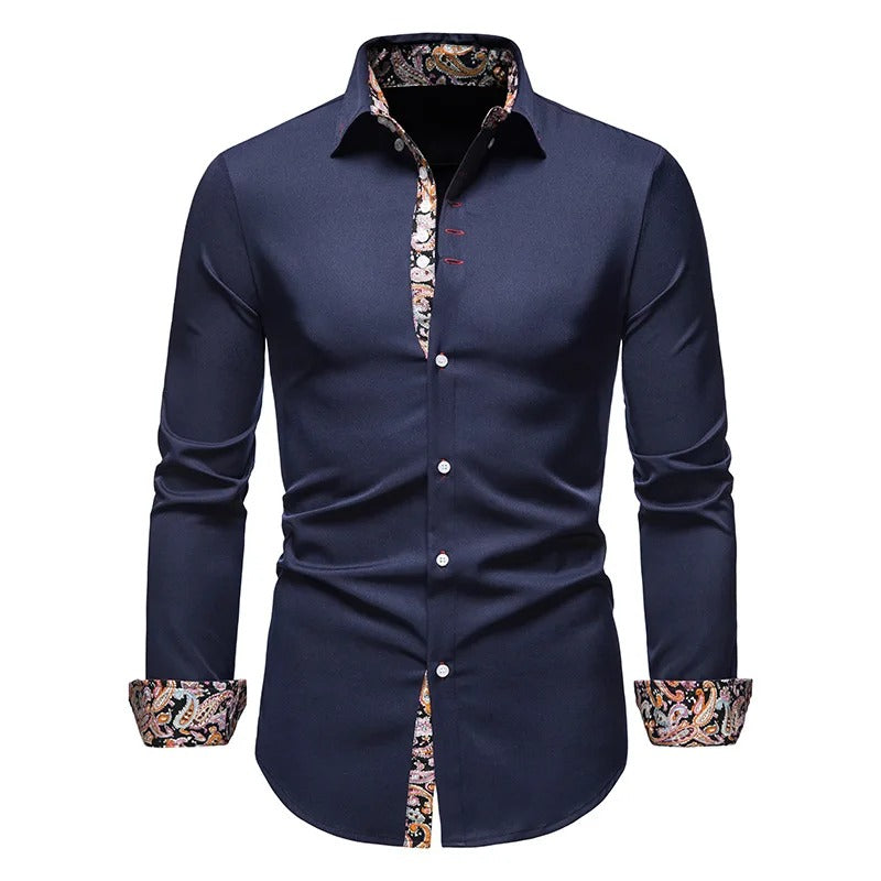 Emanuel Shirt | Men's Elegant Paisley Splice Shirt