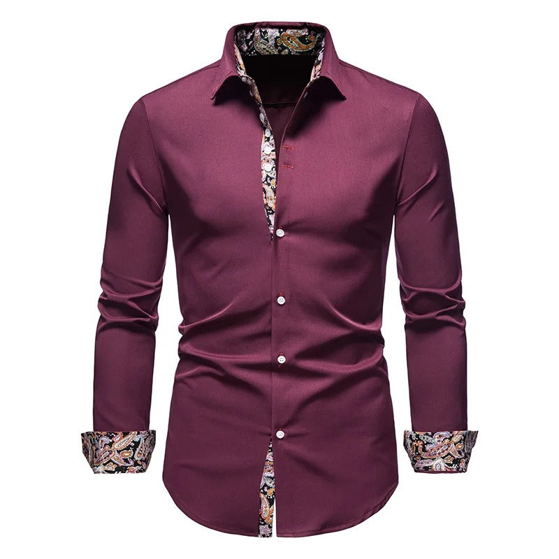 Emanuel Shirt | Men's Elegant Paisley Splice Shirt