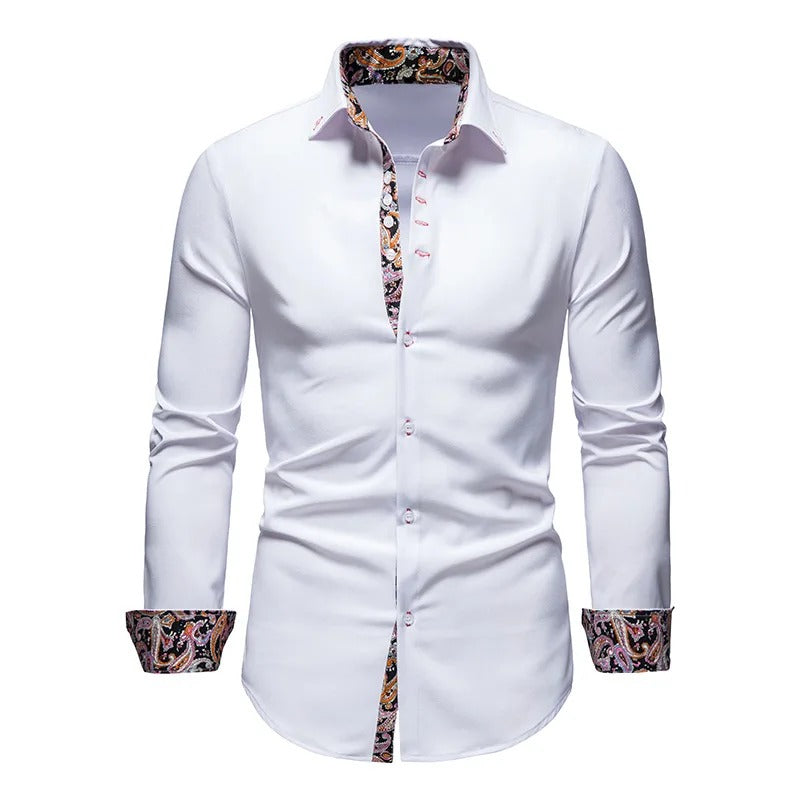 Emanuel Shirt | Men's Elegant Paisley Splice Shirt