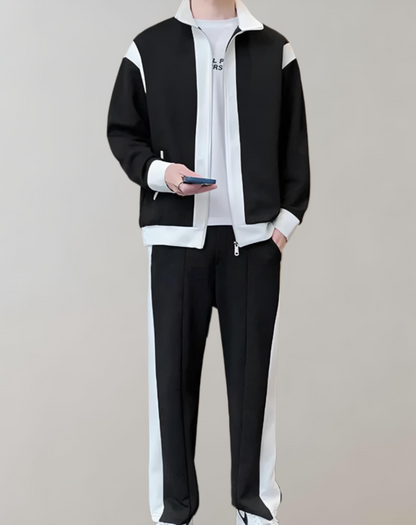 Froilan - 2-delige set van herenjas in 2 kleuren met ritssluiting over de hele lengte in combinatie met een losse broek