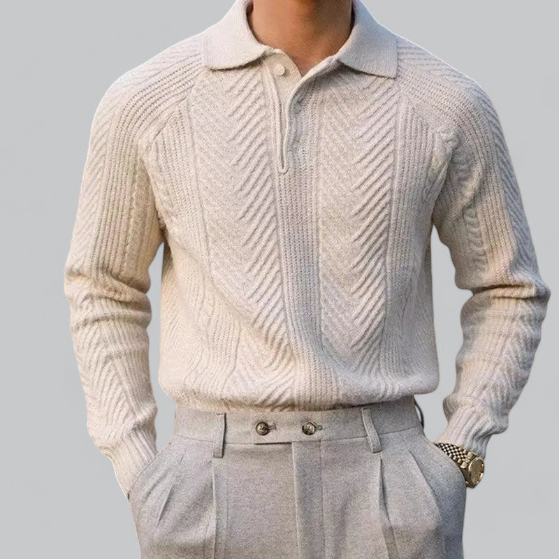 Galen Men’s Polo Shirt | Old Money Long Sleeve with Timeless Elegance