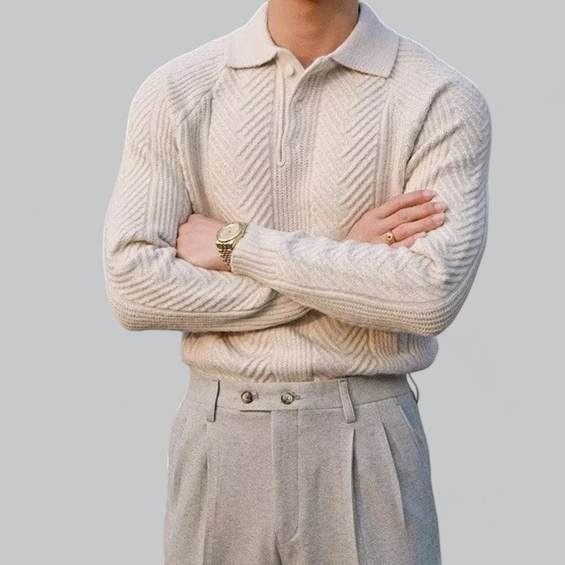 Galen Men’s Polo Shirt | Old Money Long Sleeve with Timeless Elegance