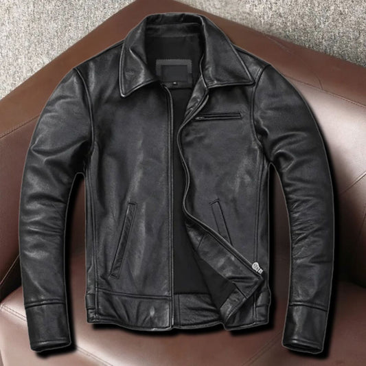Grenville Men’s Jacket | Vintage Cowhide Leather Biker Jacket for Timeless Edge