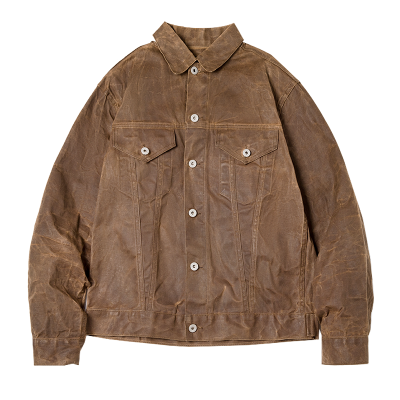 Jadiel Men’s Jacket | Waxed Canvas Jacket with Zip Front, Button Placket, and Multiple Pockets for Autumn