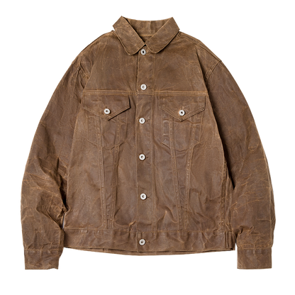 Jadiel Men’s Jacket | Waxed Canvas Jacket with Zip Front, Button Placket, and Multiple Pockets for Autumn