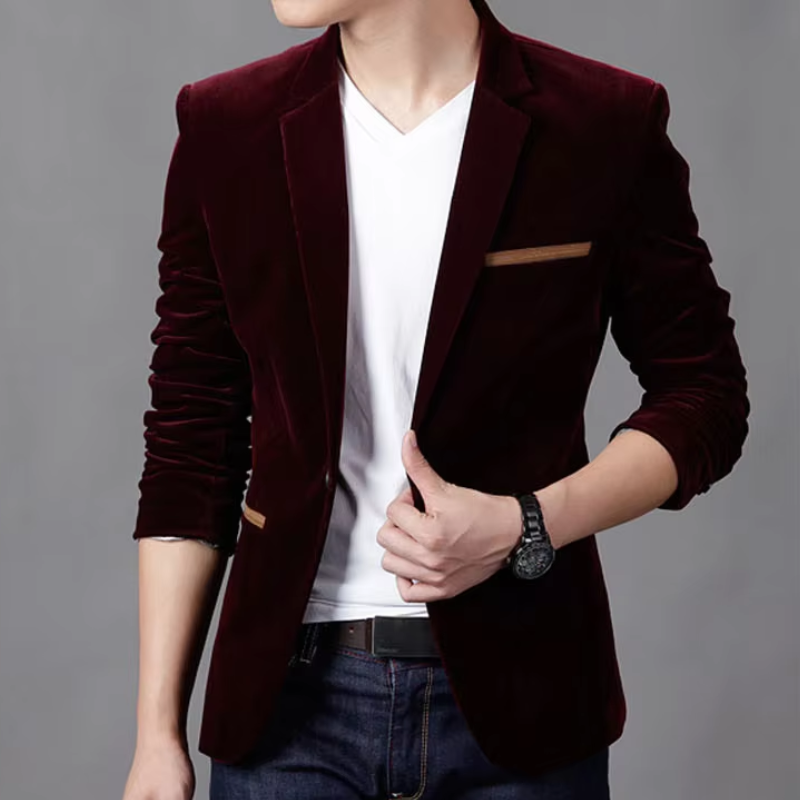 Iain Blazer | Men's Elegant Velvet Blazer with Notched Lapel