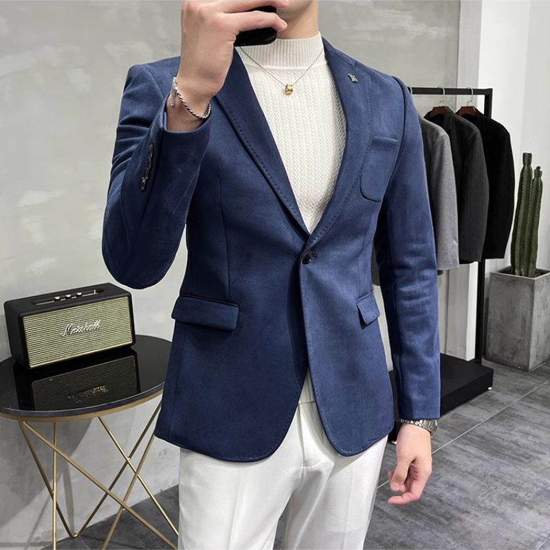 Iamo Blazer | Men's Chic Suede Blazer with Button Closure