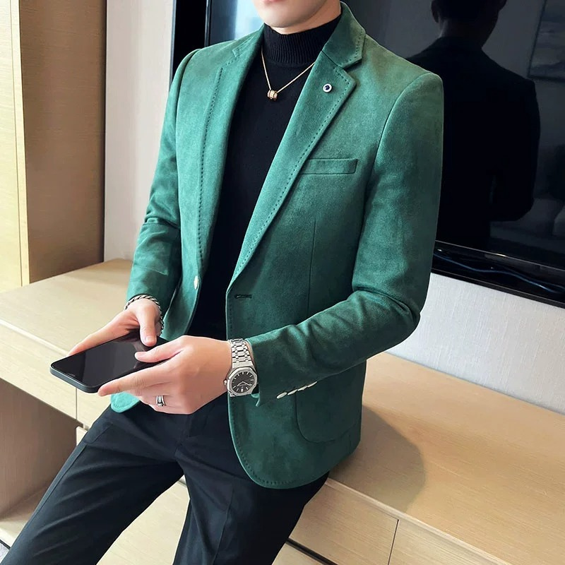 Ibbot Blazer | Men's Elegant Suede Blazer with One Button