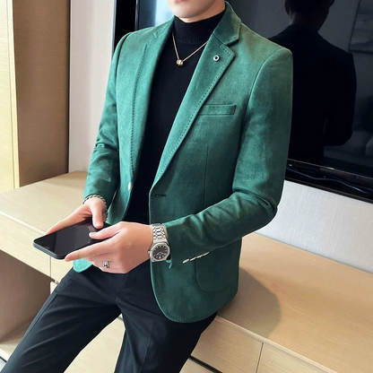 Ibbot Blazer | Men's Elegant Suede Blazer with One Button