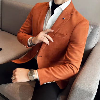 Ibbot Blazer | Men's Elegant Suede Blazer with One Button