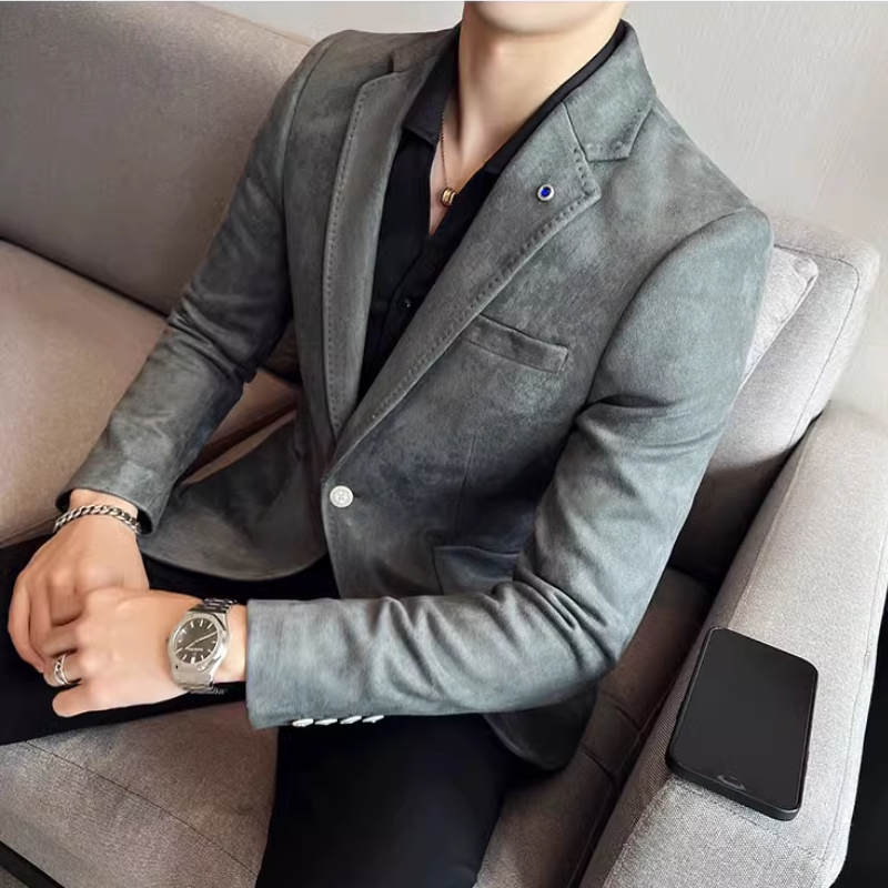 Ibbot Blazer | Men's Elegant Suede Blazer with One Button