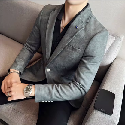 Ibbot Blazer | Men's Elegant Suede Blazer with One Button