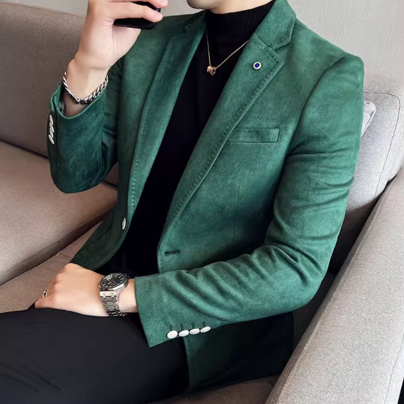 Ibbot Blazer | Men's Elegant Suede Blazer with One Button
