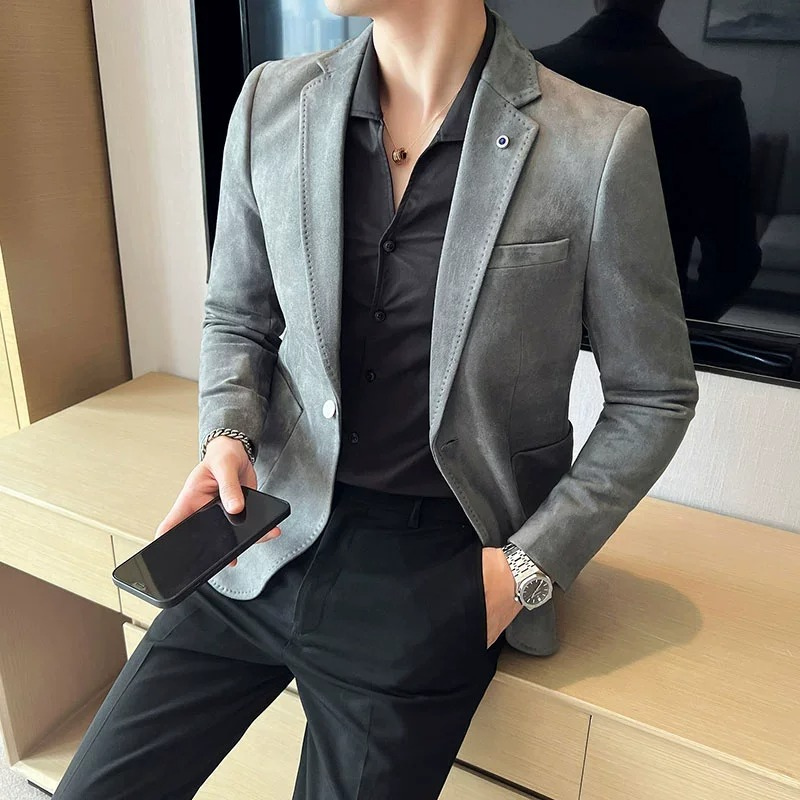 Ibbot Blazer | Men's Elegant Suede Blazer with One Button