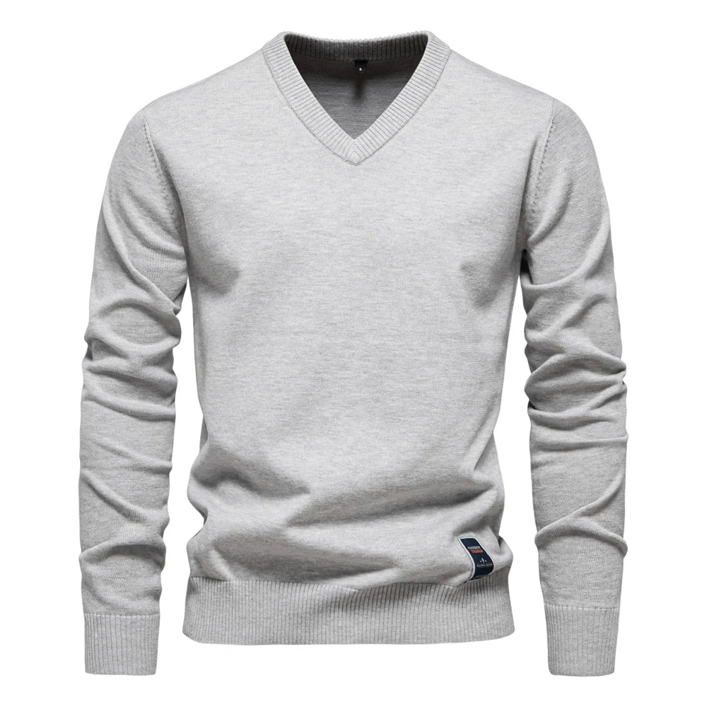 Ifran Sweater | Jerry Men's Solid V-Neck Pullover