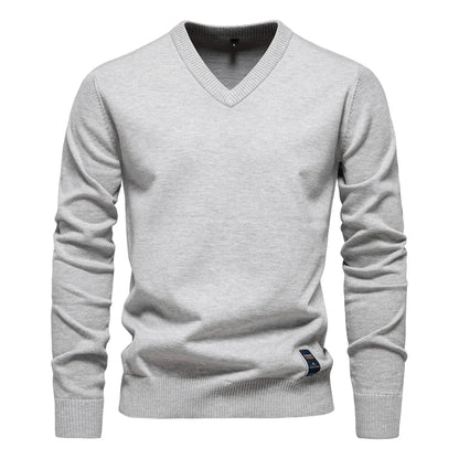 Ifran Sweater | Jerry Men's Solid V-Neck Pullover