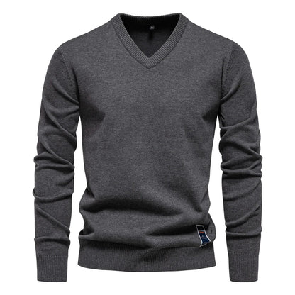Ifran Sweater | Jerry Men's Solid V-Neck Pullover