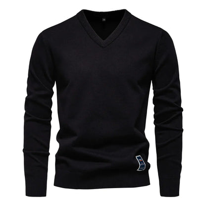 Ifran Sweater | Jerry Men's Solid V-Neck Pullover