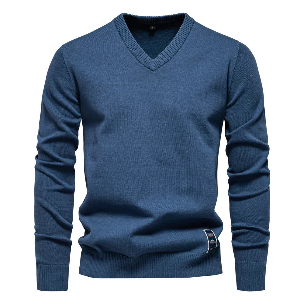 Ifran Sweater | Jerry Men's Solid V-Neck Pullover