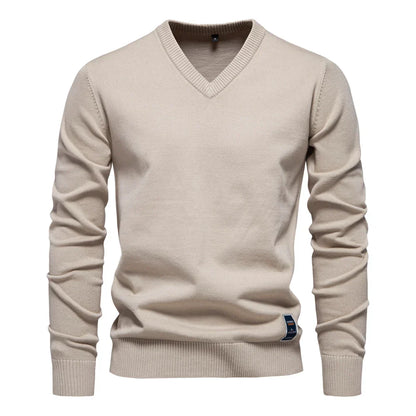Ifran Sweater | Jerry Men's Solid V-Neck Pullover