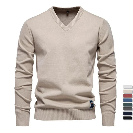 Ifran Sweater | Jerry Men's Solid V-Neck Pullover