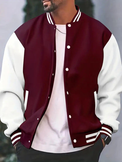 Jahlon Men’s Jacket | Baseball-Style Zip-Up Jacket with Ribbed Collar and Side Pockets for Autumn