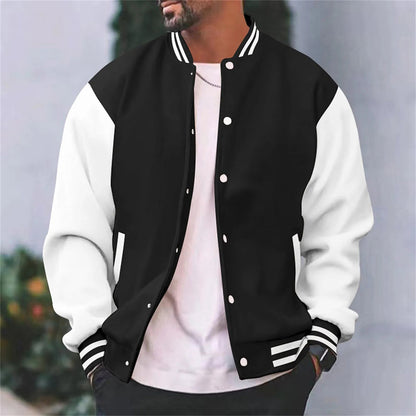 Jahlon Men’s Jacket | Baseball-Style Zip-Up Jacket with Ribbed Collar and Side Pockets for Autumn